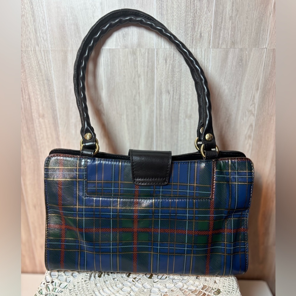 Patricia Nash Tartan Rienzo Satche Plaid Leather Shoulder Bag with Black Accents - Picture 2 of 13